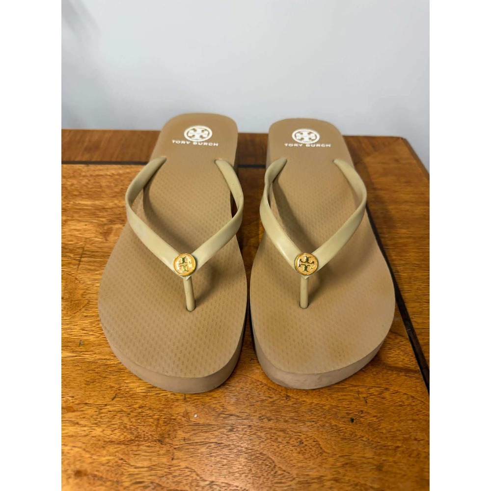 Tory Burch Tan Platform Flip Flop Sandals